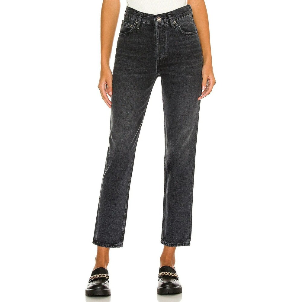 AGOLDE Fen High Rise Relaxed Taper Jeans Shambles Washed Black Size 27 A182-1157